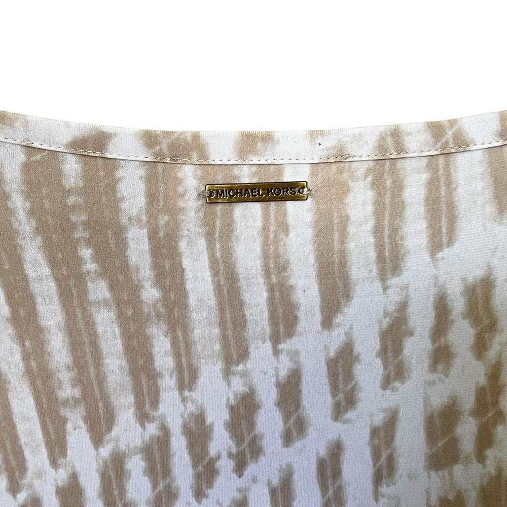 Michael Kors Dress Womens Small Beige White Tie Dye Crochet Trim Boho 3/4 Sleeve - Picture 8 of 11